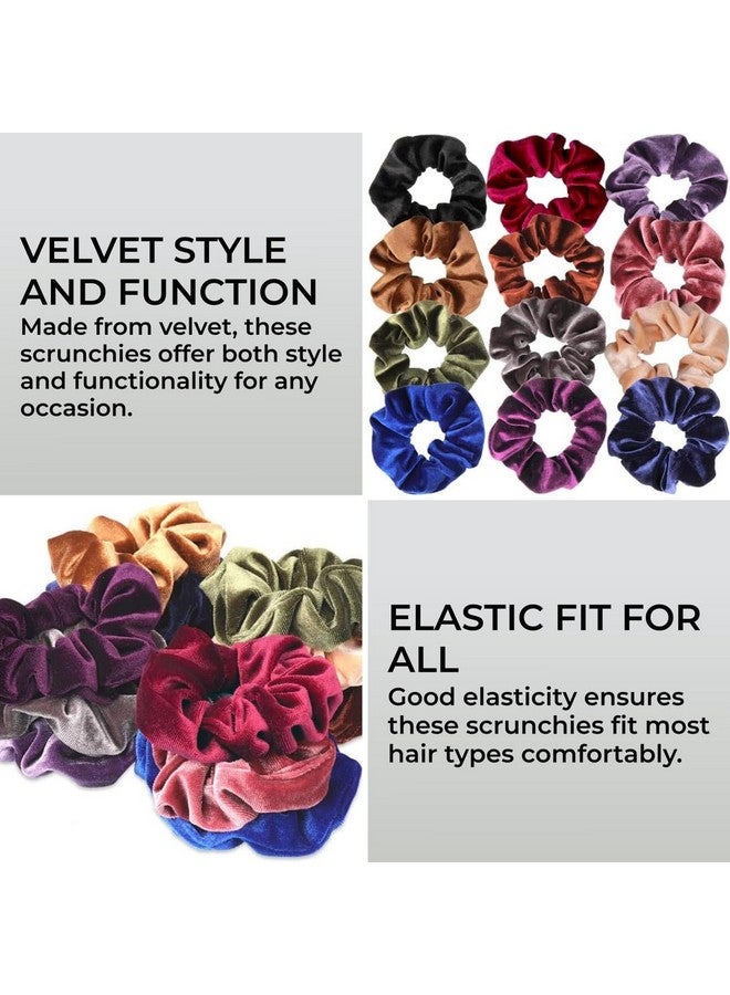 CHIROGRAPHY Velvet Hair Scrunchies and Bobbles - Soft Elastic Ponytail Holders for Women, Girls | Multi-Colored, Gentle and Comfortable Hair Ties (Pack of 12) - Image 2