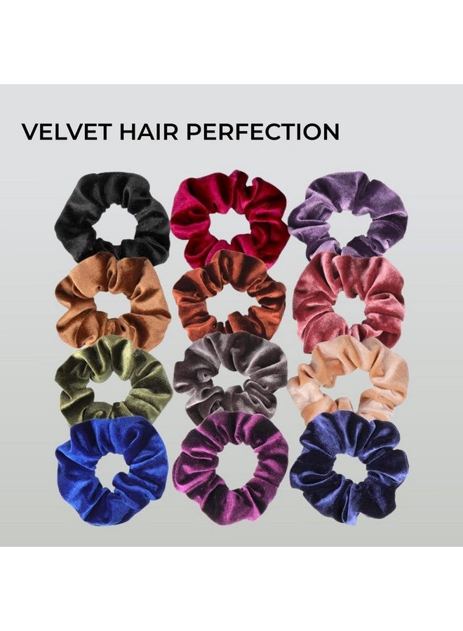 CHIROGRAPHY Velvet Hair Scrunchies and Bobbles - Soft Elastic Ponytail Holders for Women, Girls | Multi-Colored, Gentle and Comfortable Hair Ties (Pack of 12) - Image 4