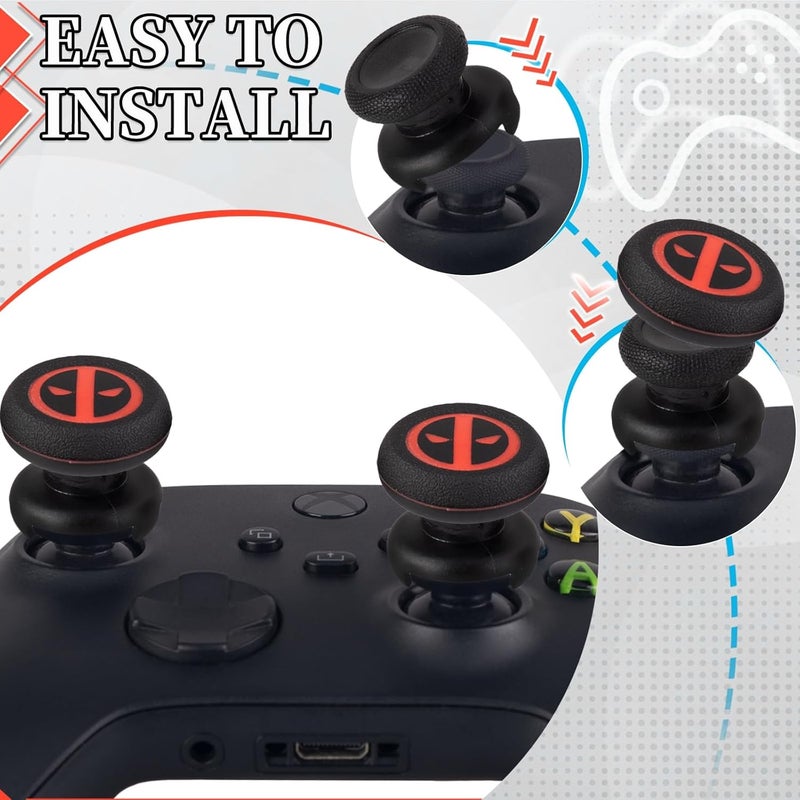 PlayRealm موسع عصا التحكم وغطاء مطاطي سيليكوني للطباعة 2 مجموعة لوحدة تحكم Xbox Series X/S و Xbox One (خالدة) - Image 3
