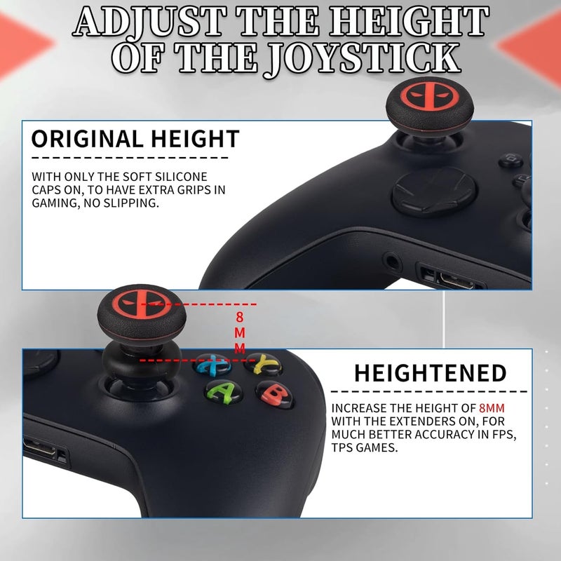 PlayRealm موسع عصا التحكم وغطاء مطاطي سيليكوني للطباعة 2 مجموعة لوحدة تحكم Xbox Series X/S و Xbox One (خالدة) - Image 4