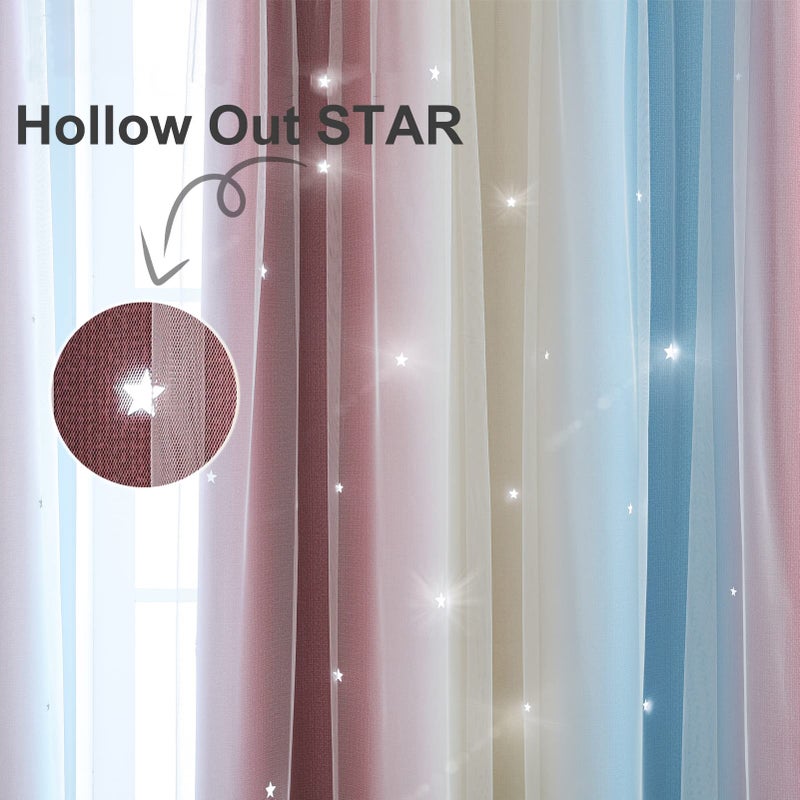 Anytime Star Cutout Curtains for Girls Room Black Out Kids Curtains Pink Drapes for Windows(Purple 1 Panel W52 x L63inch) - Image 5