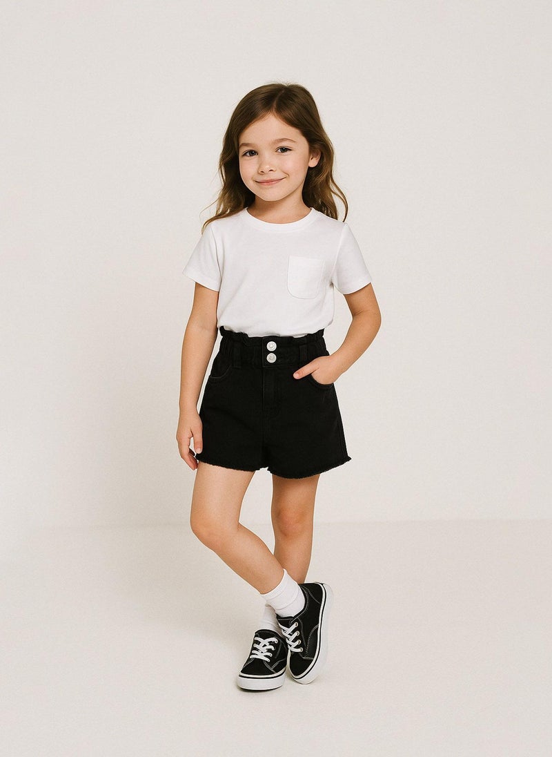 MINOTI Girls Denim Skirt with Elastic Waist and Button Fastening - Image 1