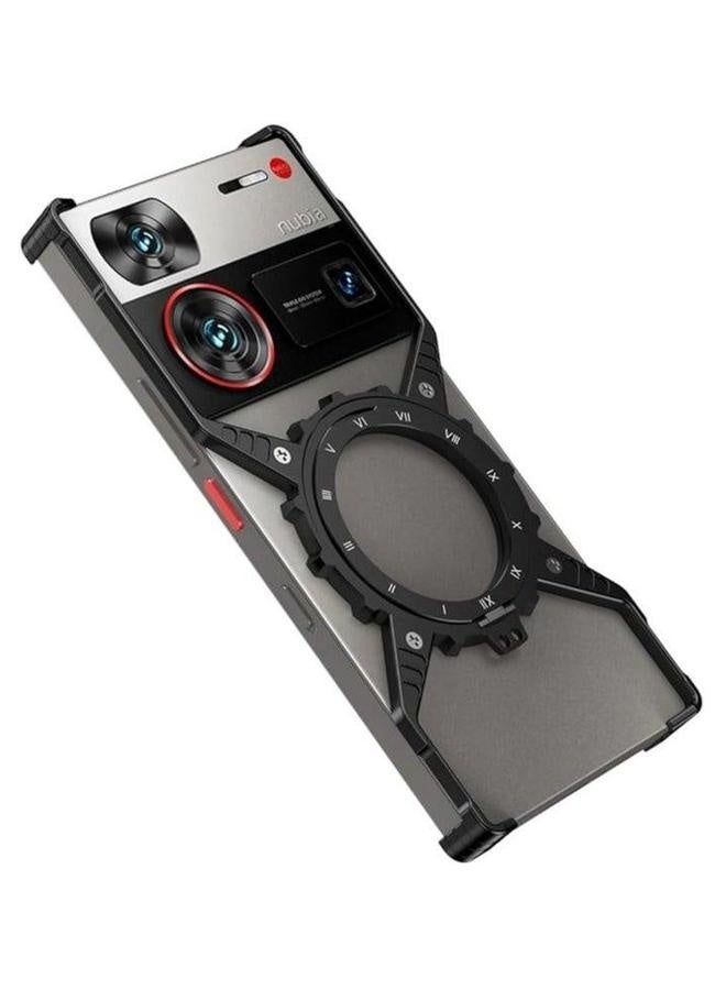 Case Compatible with ZTE Nubia Z70 Ultra 5G, Aluminum X-Shaped Mechanical Gear and 360° Rotating Stand 【Compatible Mag-Safe  - Image 1