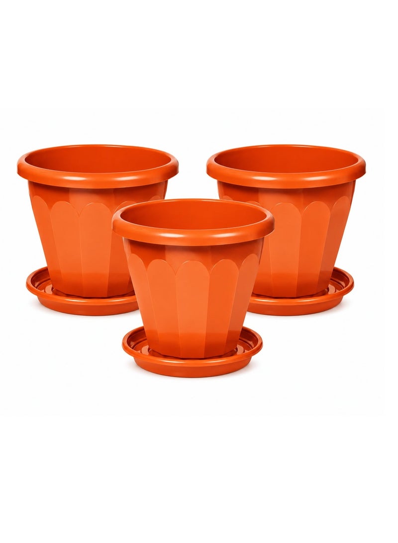 Cosmoplast 3 PieceCosmoplast Plastic Hexagonal Flower Pot 35 cm with Drainage Tray - Image 1