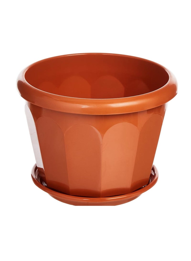 Cosmoplast 3 PieceCosmoplast Plastic Hexagonal Flower Pot 35 cm with Drainage Tray - Image 2