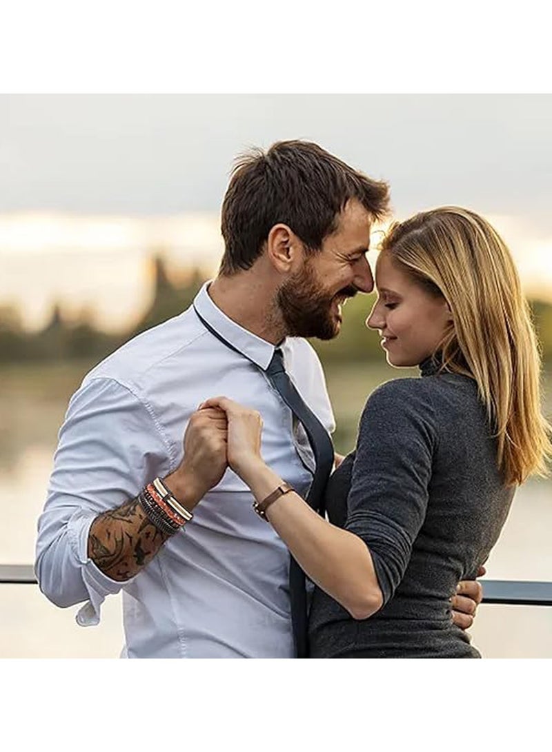 سوار جلدي رجالي من 4 قطع، طقم أساور جلد مضفر متعدد الطبقات بنمط بانك قابل للتعديل، أساور معدنية ملفوفة، هدية للرجال والنساء.