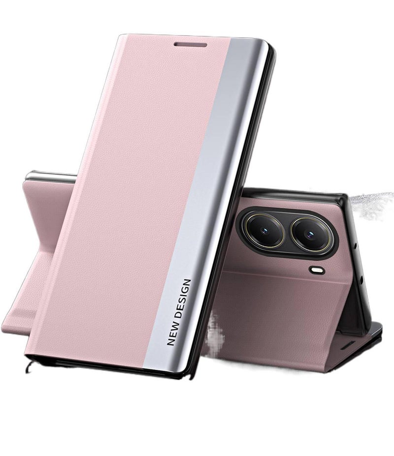 غطاء واقي بPC لـ Redmi Note 12 مع مقاوم للصدمات وحامل قائم مع مقاوم للصدمات مع مطلي بالكهرباء مع غطاء قابل للطي باللون وردي بوظيفة حامل باللون الوردي باللون الأحمر - Image 1