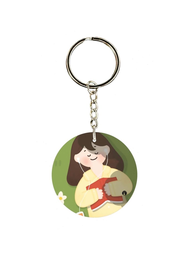 RKN Girl With The Books Printed Keychain
