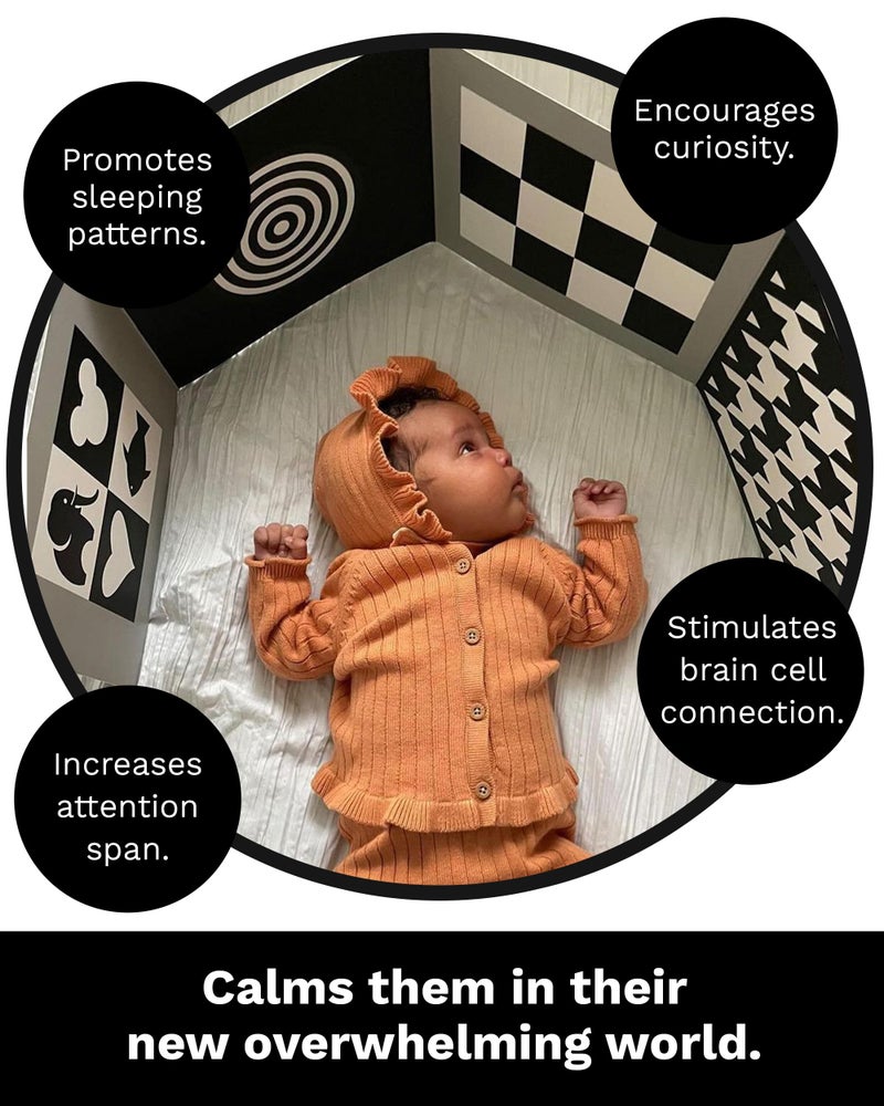 Samuel Sensory Board for Babies - Supersized Black and White Baby Cards for Developmental Newborn Tummy Time Toys - 100cm Newborn Black & White Toys for 0-3 Months & Older - Thick Stand Up Board No. 1 - Image 5