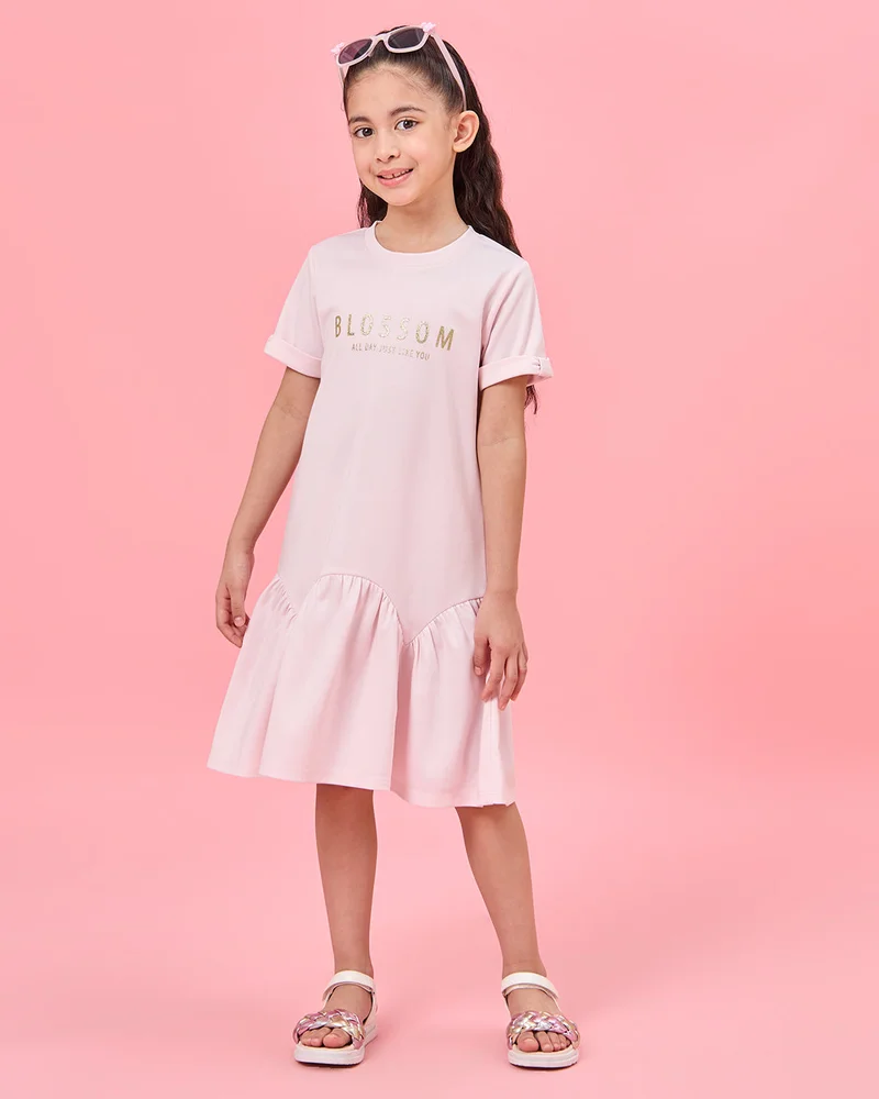 Redtag Girls Pink Printed Dress