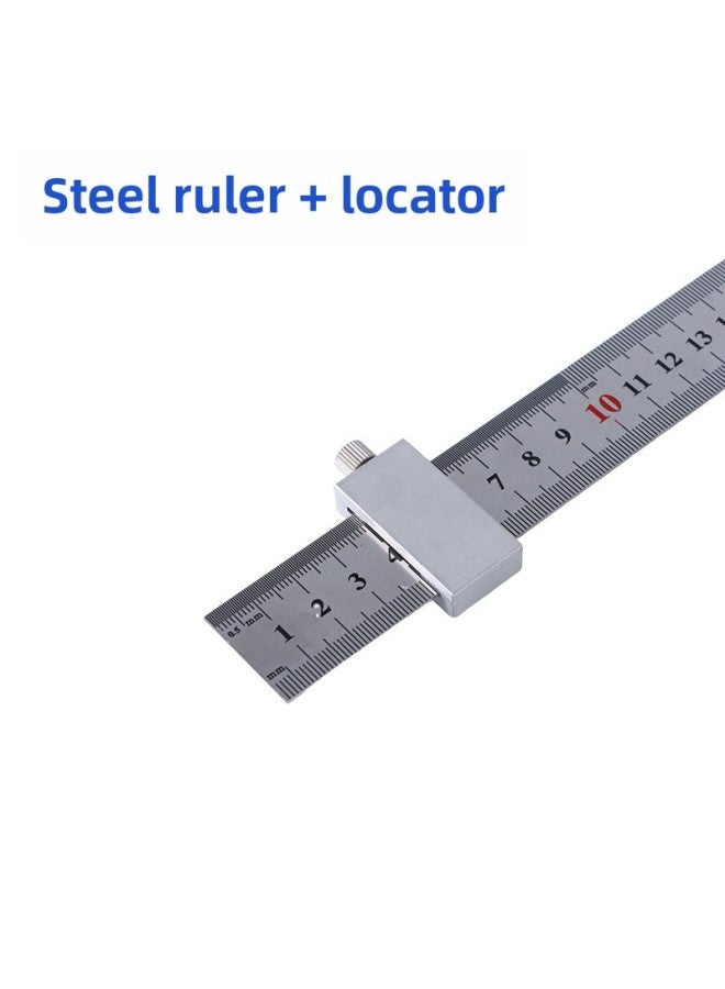 Steel Ruler Locator, Backer, Fixed Slider, Special Positioning Block For Woodworking Line, Steel Ruler Limit Block-Model:Silver - Steel Ruler Positioning Block [29mm] + A 50cm Steel Ruler - Image 1