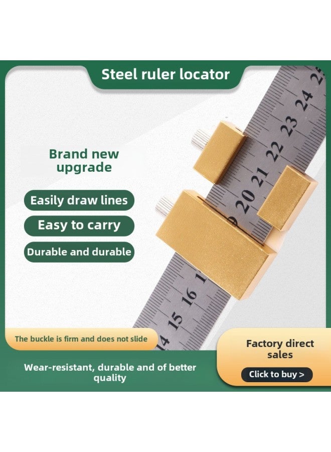 Steel Ruler Locator, Backer, Fixed Slider, Special Positioning Block For Woodworking Line, Steel Ruler Limit Block-Model:Silver - Steel Ruler Positioning Block [29mm] + A 50cm Steel Ruler - Image 2