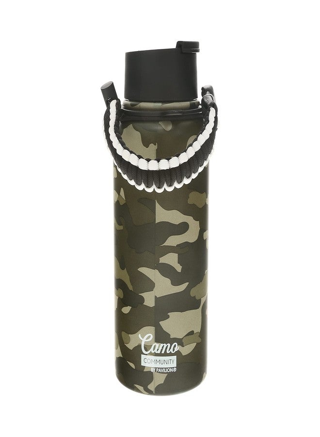 شركة بافيليون جيفت شركة بافيليون للهدايا - زجاجة مياه من الفولاذ المقاوم للصدأ سعة 32 أونصة، قابلة لإعادة الاستخدام، مانعة للتسرب وخالية من مادة BPA، مثالية للرياضة، تصميم رياضي مقاوم للعرق، هدية مثالية للصيد، زجاجة مموهة، قطعة واحدة، لون أخضر - Image 3