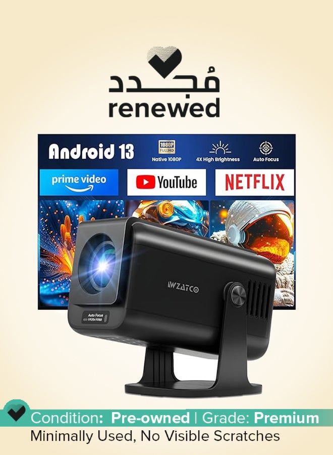 WZATCO Renewed - Yuva Go Pro Native 1080P Android 13 Smart Projector - Image 1