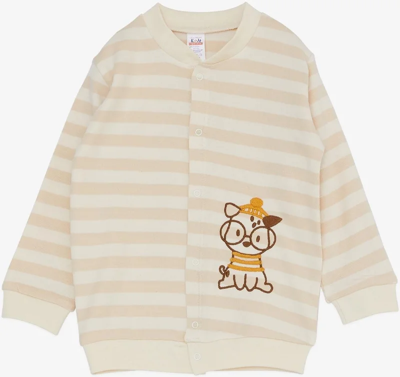 بريز Baby Boy Bodysuit 3 Piece Set Cute Dalmatian Puppy with Glasses Embroidered 4 Months - 1 Year Old, Cream