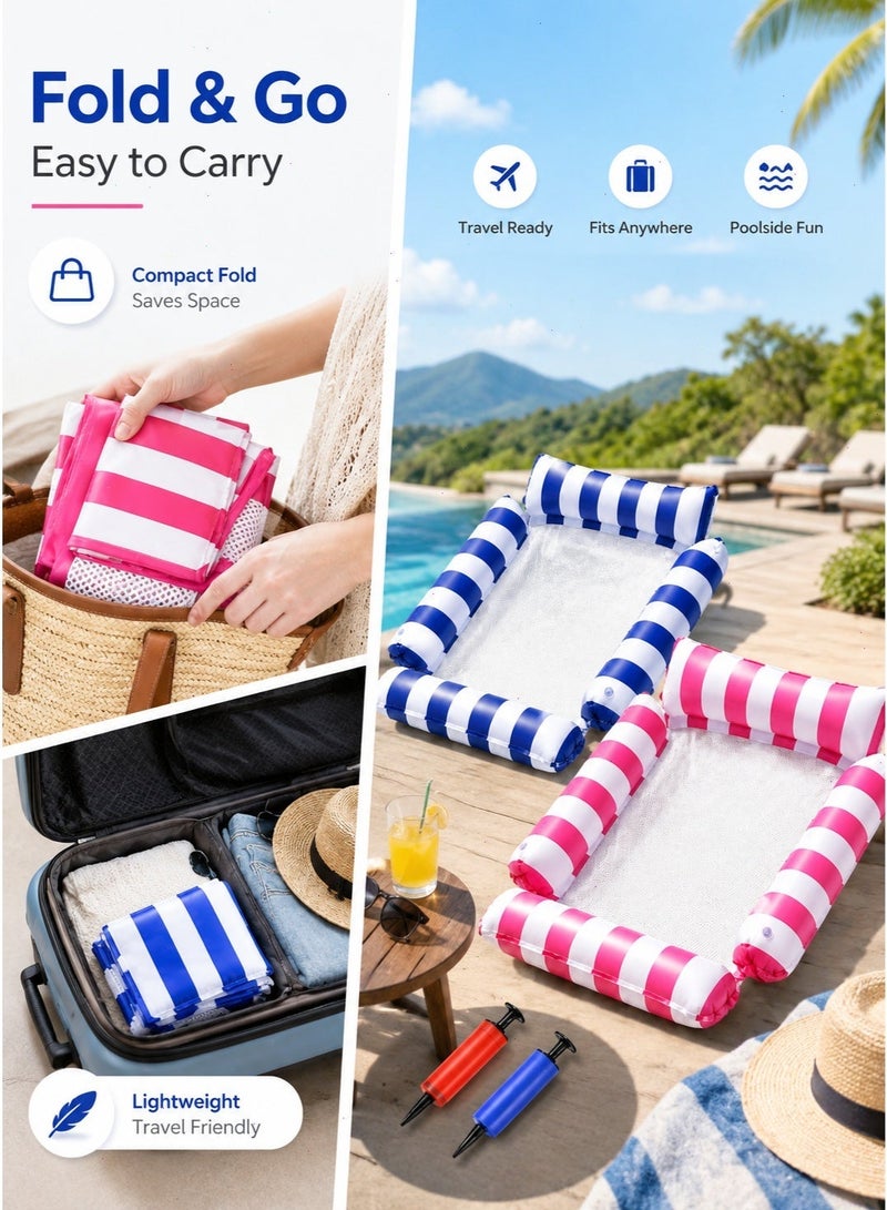 2 Packs 4-in-1 Inflatable Pool Float, Water Hammock with Air Pump, Portable Float for Adults, Blue & Pink for Pool Water Fun - Image 5