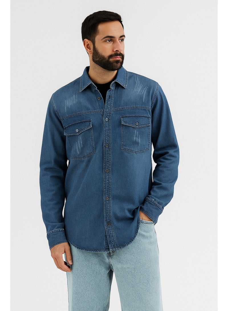 Men’s Denim Shirt – Stylish Light Blue Casual Wear - Image 2