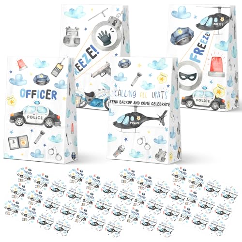 Celee 24Pack Police Party Goodie Bags with Stickers Ideal for Kids Birthdays Baby Showers and Police Themed Parties - Image 1
