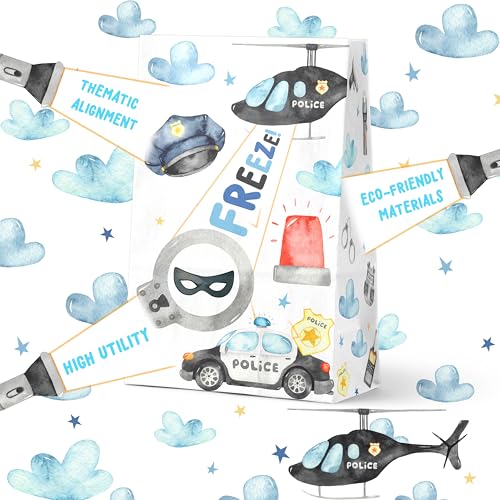 Celee 24Pack Police Party Goodie Bags with Stickers Ideal for Kids Birthdays Baby Showers and Police Themed Parties - Image 5