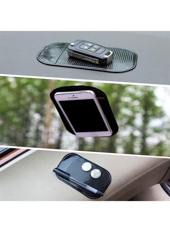 10 Pack Car Dashboard Non Slip Mat, Anti-Slide Sticky Extra-Thick Dash Grip Pad Ripple Anti-Slip Silicone Mat Heat Resistant for Radar Detector Cell Phone Keys Glass Mirrors Metal GPS Coins, Black
