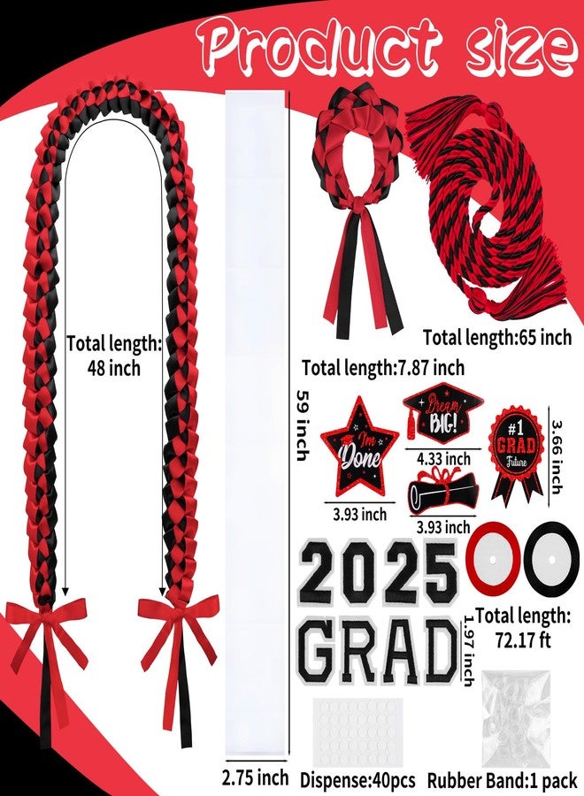 LUYI 18 Pcs Graduation Leis 2025 Graduation Candy Lei Kit Class of 2025 Graduation Ribbon Double Lei Necklace Graduation Gift Party Accessories for Women Men, OneSize, Polyester, No Gemstone - Image 2