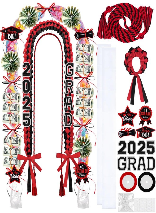 LUYI 18 Pcs Graduation Leis 2025 Graduation Candy Lei Kit Class of 2025 Graduation Ribbon Double Lei Necklace Graduation Gift Party Accessories for Women Men, OneSize, Polyester, No Gemstone - Image 1
