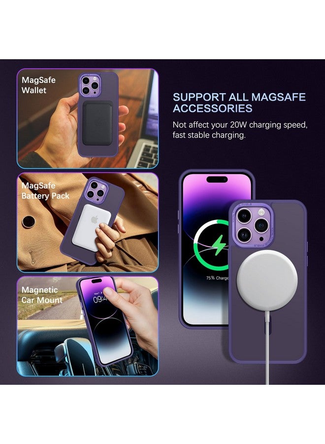 بنتوبين جراب BENTOBEN المغناطيسي لهاتف iPhone 14 Pro [متوافق مع Magsafe] جراب هاتف 14 Pro شفاف غير لامع رفيع مقاوم للصدمات للنساء والرجال والفتيات والأولاد، جرابات واقية لهاتف iPhone 14 Pro، أرجواني غامق - Image 1