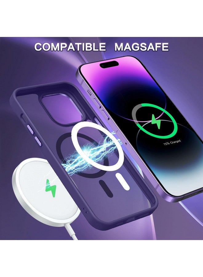 بنتوبين جراب BENTOBEN المغناطيسي لهاتف iPhone 14 Pro [متوافق مع Magsafe] جراب هاتف 14 Pro شفاف غير لامع رفيع مقاوم للصدمات للنساء والرجال والفتيات والأولاد، جرابات واقية لهاتف iPhone 14 Pro، أرجواني غامق - Image 3