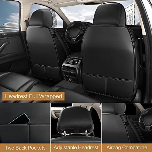 Pariitadin Leather Car Seat Covers Front Pair, Waterproof Faux Leather Seat Covers for Cars, Non-Slip Car Interior Covers Universal Fit for Most Cars Sedans Trucks SUVs, Black Line - Image 4