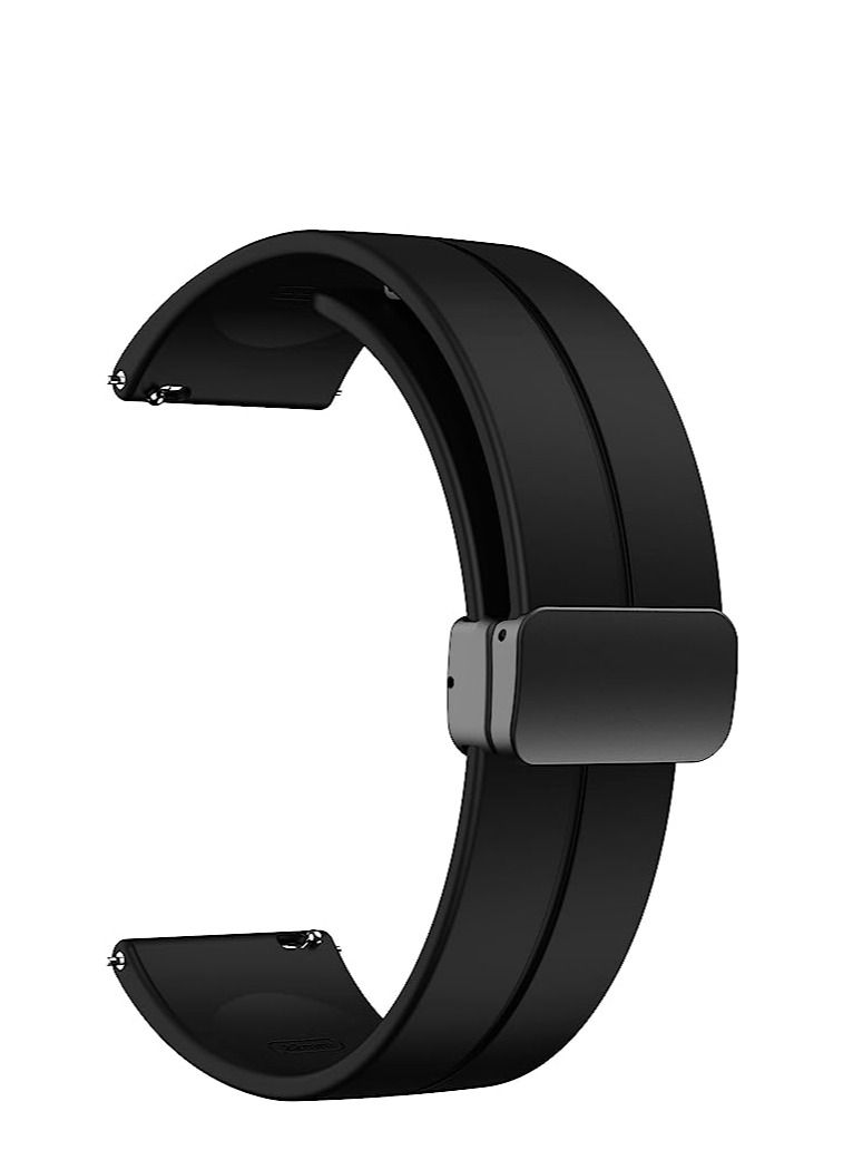 22mm Silicone Strap With Magnetic Folding Buckle For Huawei Watch GT3 Pro Smart Watch 46mm - Black - Image 1