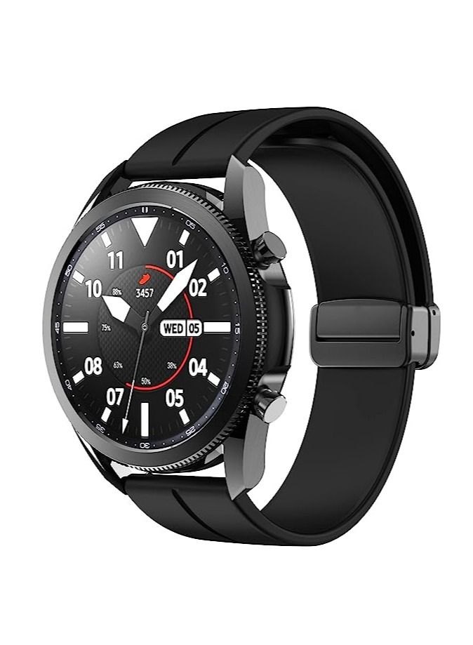 22mm Silicone Strap With Magnetic Folding Buckle For Huawei Watch GT3 Pro Smart Watch 46mm - Black - Image 4