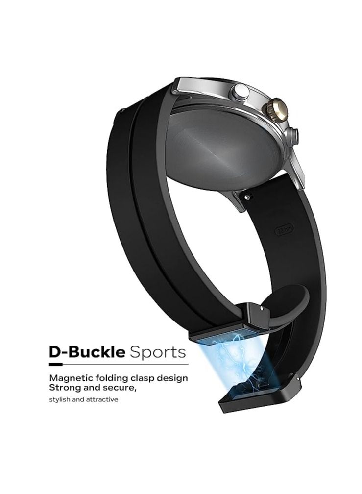 22mm Silicone Strap With Magnetic Folding Buckle For Huawei Watch GT3 Pro Smart Watch 46mm - Black - Image 3