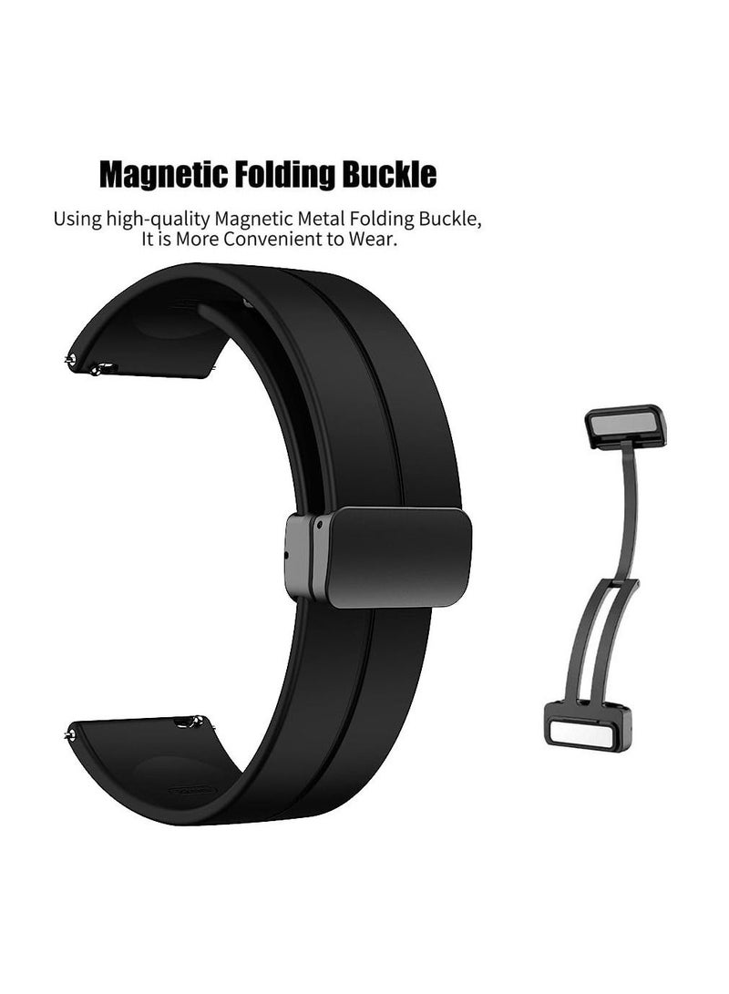 22mm Silicone Strap With Magnetic Folding Buckle For Huawei Watch GT3 Pro Smart Watch 46mm - Black - Image 2