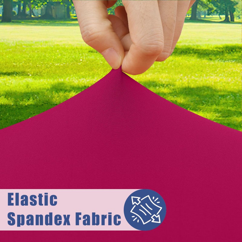 Moosfor Round Spandex Tablecloth, Elastic Fitted Waterproof Tablecloths for 45"-56" Tables, Stretch Washable Picnic Table Cover for Camping, Dining, Indoor and Outdoor, Fuchsia - Image 2