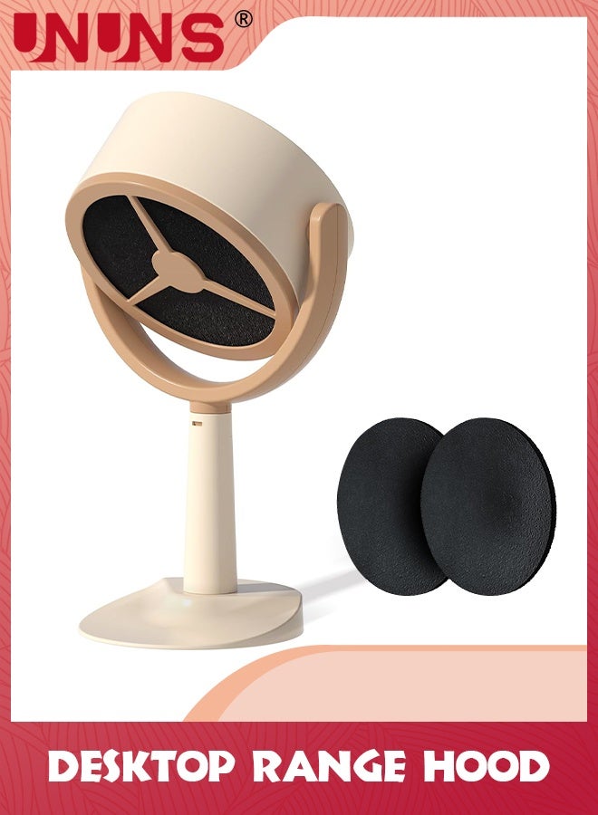 UNUNS غطاء نطاق سطح المكتب، غطاء طباخ محمول منخفض الضوضاء مع سرعتين مروحة عادم ووسادات فلتر، مروحة عادم مطبخ قابلة للدوران 125 درجة للشواء، وعاء ساخن - Image 1