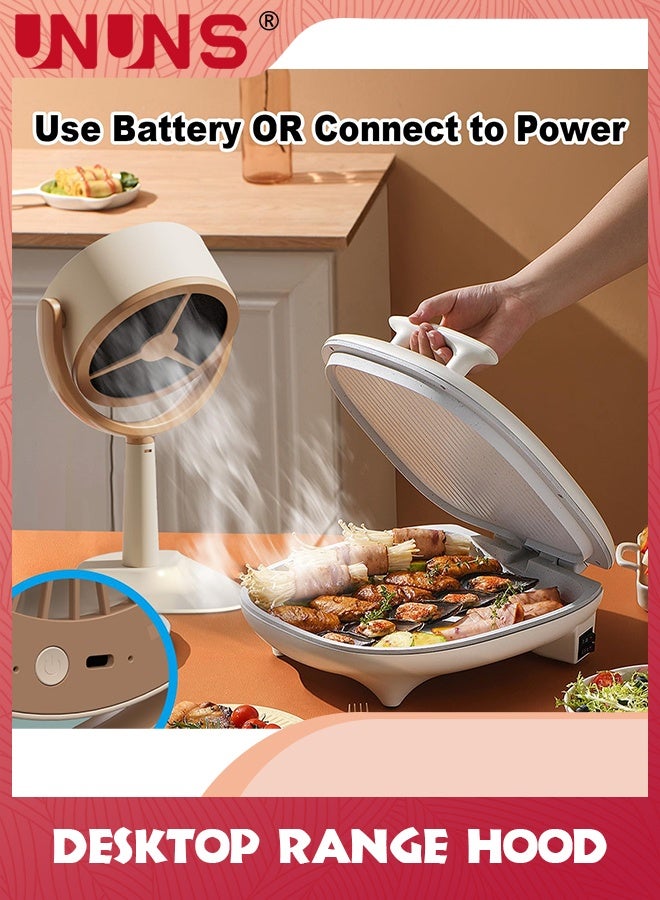 UNUNS غطاء نطاق سطح المكتب، غطاء طباخ محمول منخفض الضوضاء مع سرعتين مروحة عادم ووسادات فلتر، مروحة عادم مطبخ قابلة للدوران 125 درجة للشواء، وعاء ساخن - Image 4