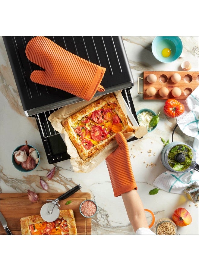 KitchenAid Ribbed Soft Silicone Oven Mitt 2-Pack Set, Honey, 7.5"x13" - Image 3