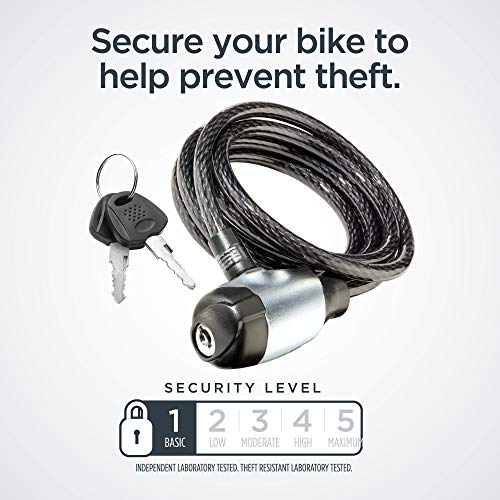 Schwinn Bike Cable Lock with Keys, 6 ft x 8 mm, Black, Durable Steel, Protective Vinyl Cover, Carrying Bracket for Transport, Anti Theft Protection, Bike Lock Cable for Security - Image 2