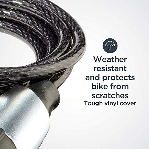 Schwinn Bike Cable Lock with Keys, 6 ft x 8 mm, Black, Durable Steel, Protective Vinyl Cover, Carrying Bracket for Transport, Anti Theft Protection, Bike Lock Cable for Security - Image 4