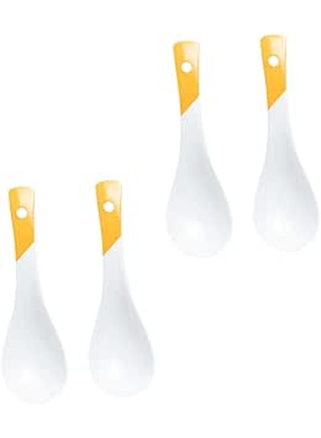Yellow Ceramic Soup Spoons Set of 4 Small Rice Porridge Spoons Kitchen Dining - Image 1