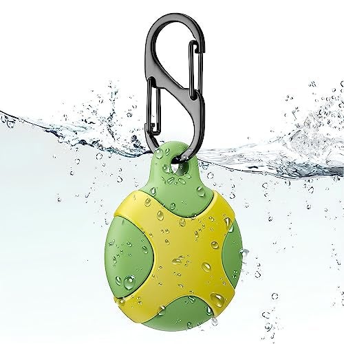 KACA IPX8 Waterproof Silicone Case Compatible with Apple AirTag - Full Protection, Keychain Included, Waterproof, Premium Food Grade Silicone, Scratch-Free, Safe for Kids and Pets [Green & Yellow] - Image 1