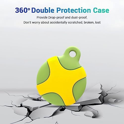 KACA IPX8 Waterproof Silicone Case Compatible with Apple AirTag - Full Protection, Keychain Included, Waterproof, Premium Food Grade Silicone, Scratch-Free, Safe for Kids and Pets [Green & Yellow] - Image 5