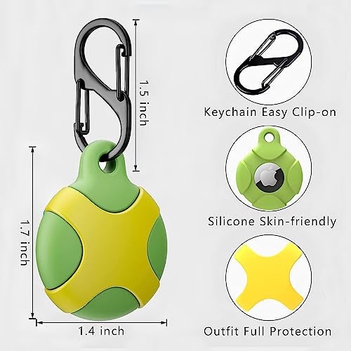 KACA IPX8 Waterproof Silicone Case Compatible with Apple AirTag - Full Protection, Keychain Included, Waterproof, Premium Food Grade Silicone, Scratch-Free, Safe for Kids and Pets [Green & Yellow] - Image 3