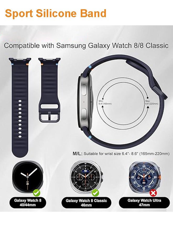 S-Color 2 Pack Sport Bands Compatible for Samsung Galaxy Watch 8/8 Classic Band,No Gap One Click Soft Silicone Replacement Strap for Galaxy Watch 8 40 44mm/8 Classic 46mm Men Women - Image 2