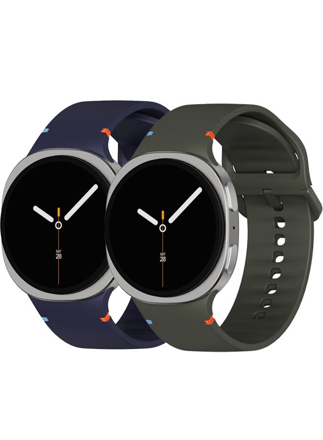S-Color 2 Pack Sport Bands Compatible for Samsung Galaxy Watch 8/8 Classic Band,No Gap One Click Soft Silicone Replacement Strap for Galaxy Watch 8 40 44mm/8 Classic 46mm Men Women - Image 1