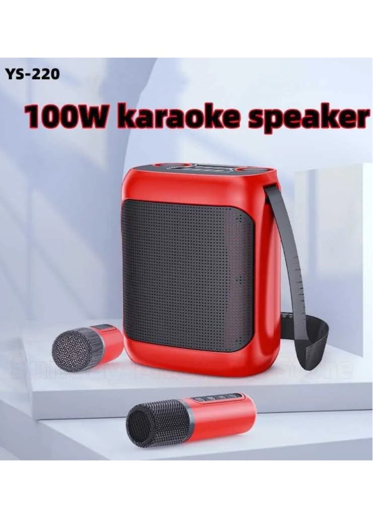 YS Portable Bluetooth Karaoke Speaker with Dual UHF Wireless Mics – 100W Peak Power, Outdoor Karaoke System with Sound Straps for Family Fun  - Image 1