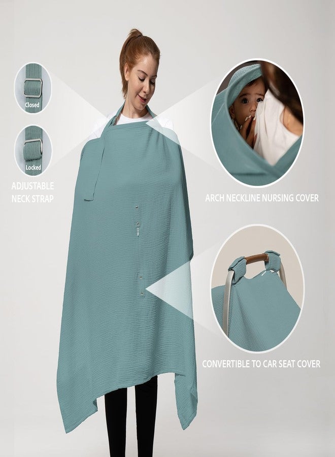 Nilsa Muslin Nursing Cover for Baby Breastfeeding, Nursing Apron, Multifunctional Carseat Canopy (Apron, Mint Green) - Image 4