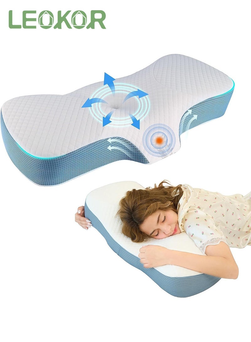 LEOKOR Neck Pillow, Resilient Memory Foam Pillow for Sleeping, Ergonomic Orthopedic Neck Contour Support Pillow for All Sleeping Positions - Image 1