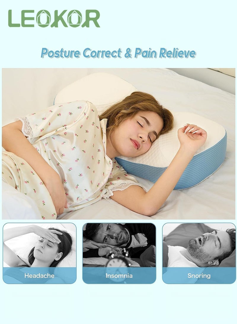 LEOKOR Neck Pillow, Resilient Memory Foam Pillow for Sleeping, Ergonomic Orthopedic Neck Contour Support Pillow for All Sleeping Positions - Image 2