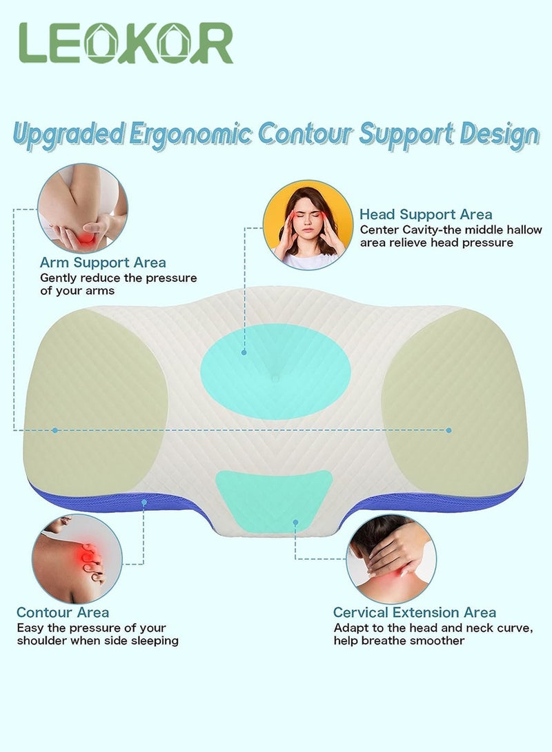 LEOKOR Neck Pillow, Resilient Memory Foam Pillow for Sleeping, Ergonomic Orthopedic Neck Contour Support Pillow for All Sleeping Positions - Image 3